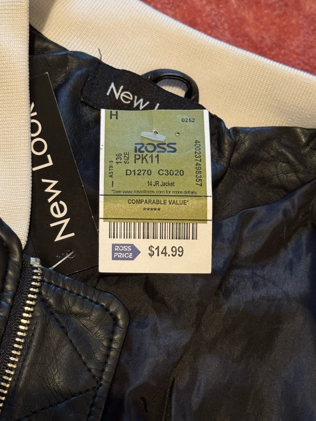 New Look Black White Fitted Varsity Bomber Jacket Junior 14 L Fits Women Xs Nwt — image 8 of 8